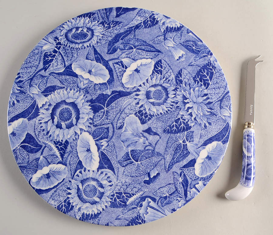 Sunflower (Blue Room Sunflower) Cheese Plate & Knife Set by Spode-1