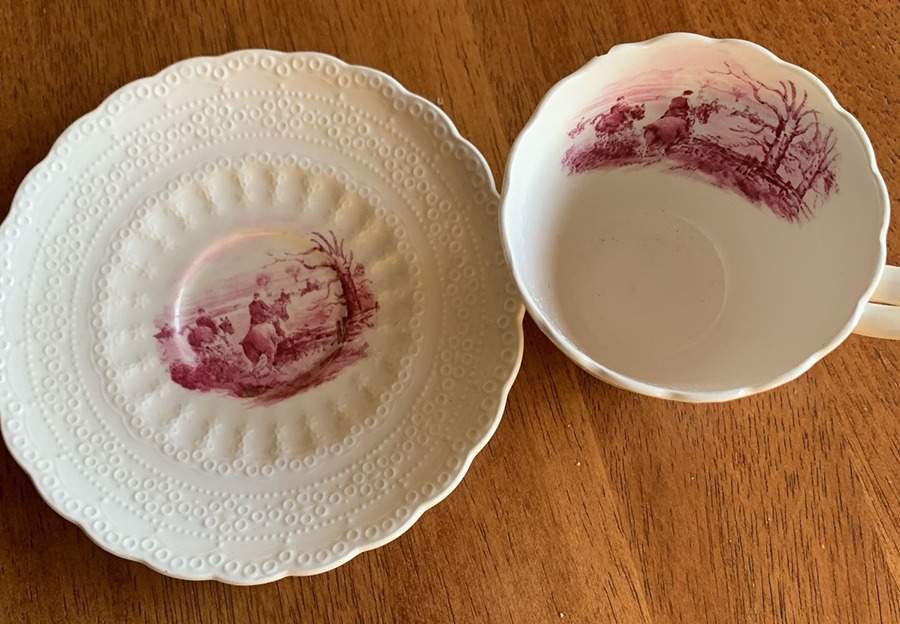 Herring Hunt (Jewel Shape) Flat Cup & Saucer Set by Spode-1