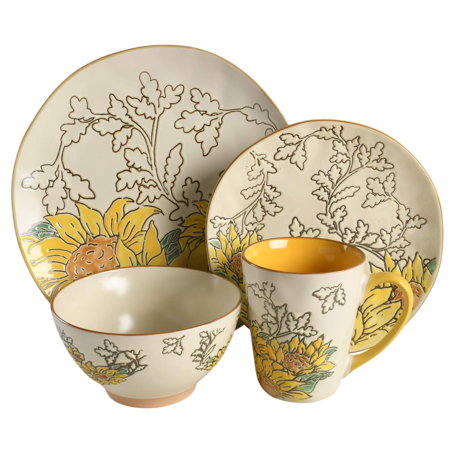 Gilded Sunflower 4 Piece Place Setting by Spectrum-1
