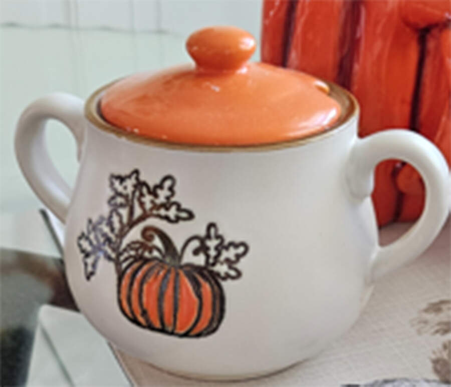 Gold Pumpkin Sugar Bowl & Lid by Spectrum-1