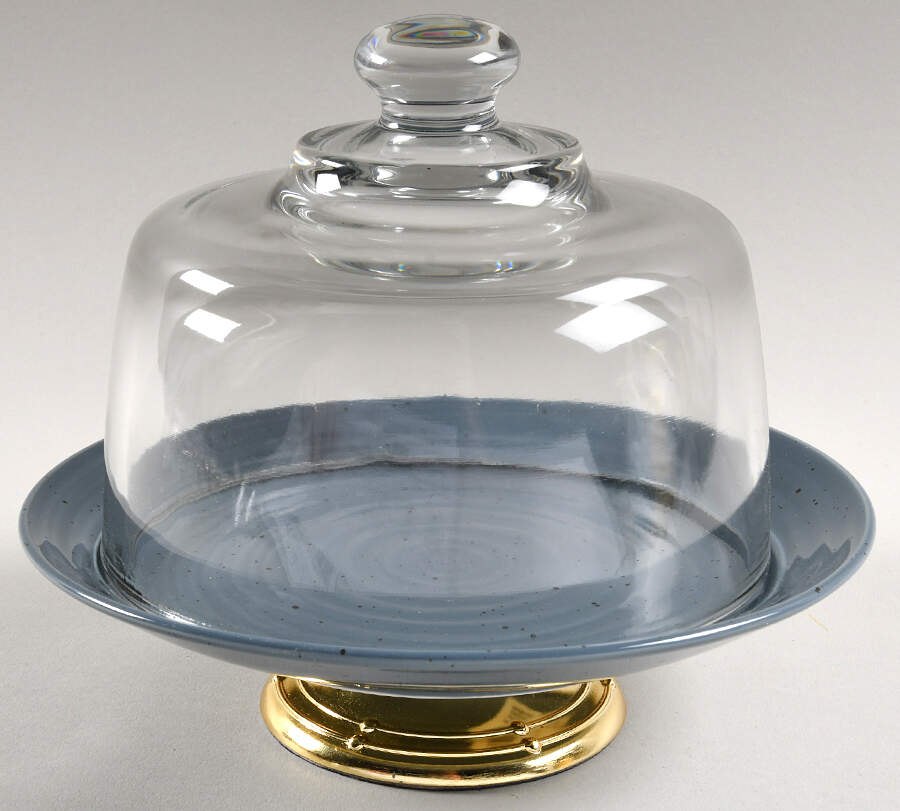 Siterra Painter's Palette 6 1/2"-7 1/2" Footed Cheese Plate w/ Glass Dome HC by Sango-1