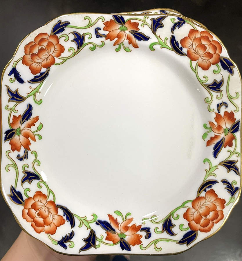 Pompadour Square Salad Plate by Sampson Bridgwood-1