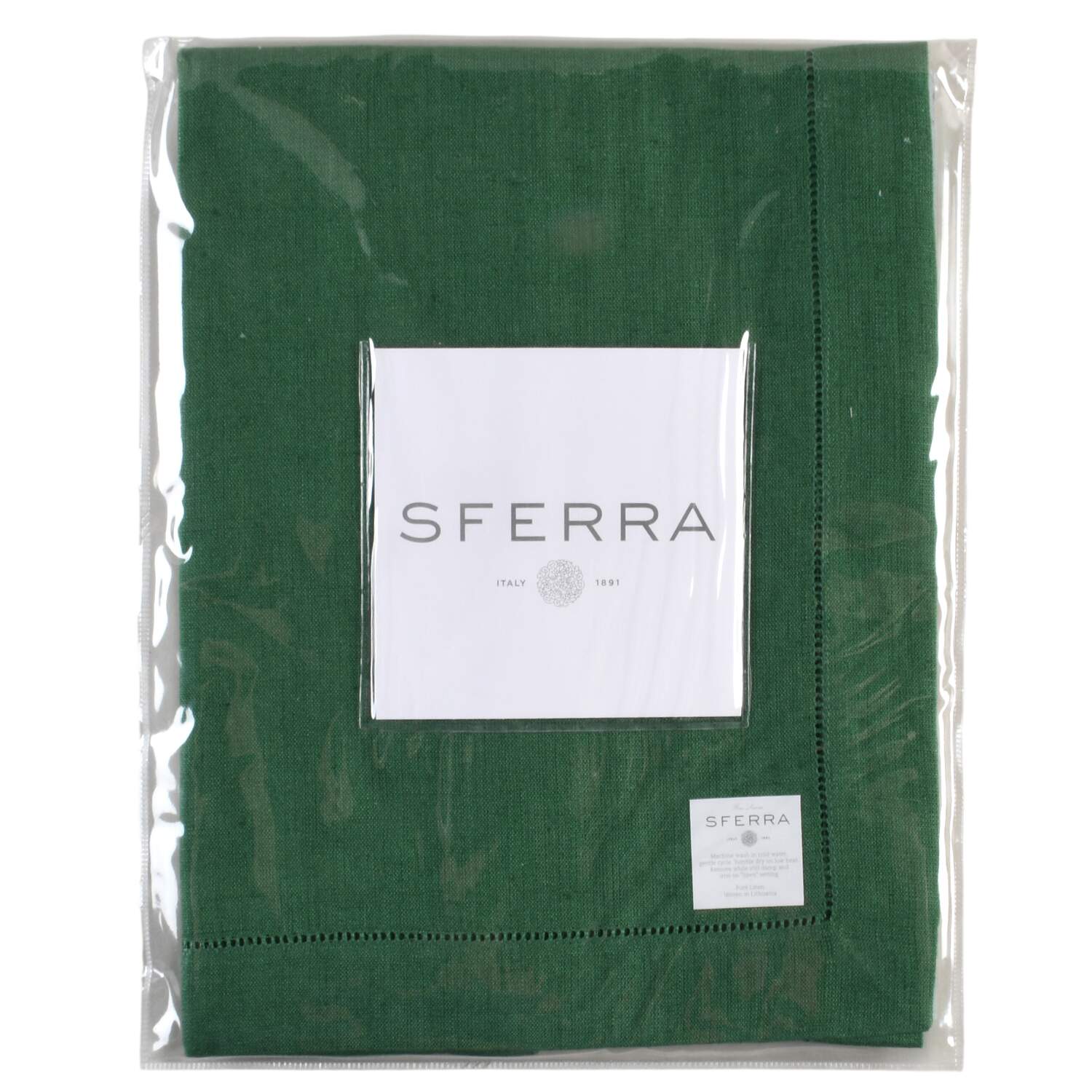 Fine Linens, Napkins 15" X 90" Emerald/Red Table Runner by Sferra-1