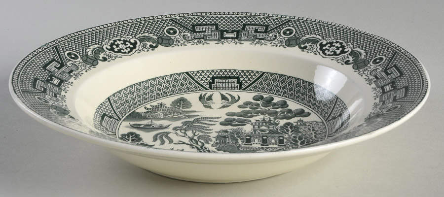 Willow Green Large Rim Soup Bowl by Societe Ceramique-1