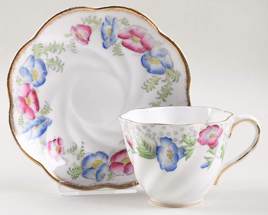 Convolvulus Pink Footed Cup & Saucer Set by Salisbury-1