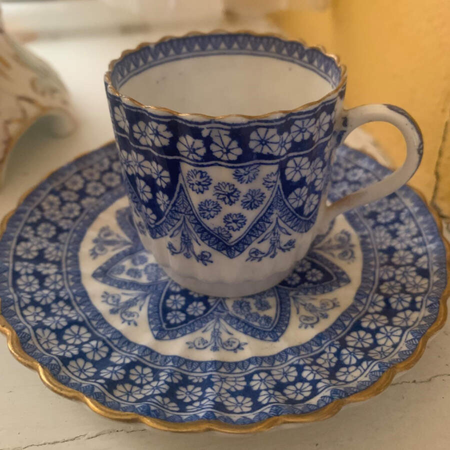 Primrose Cobalt (Gold Accent) Footed Cup & Saucer Set by Spode-1