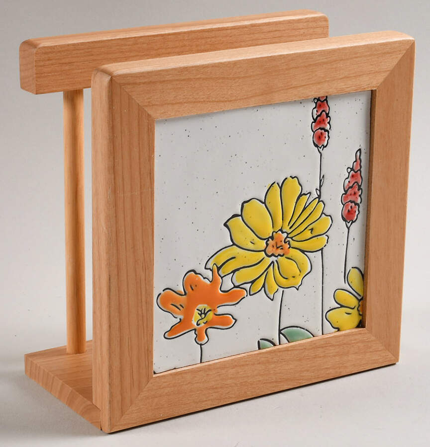 Flower Valley 6 1/8" Natural Wood Napkin Holder  HC by Spectrum-1