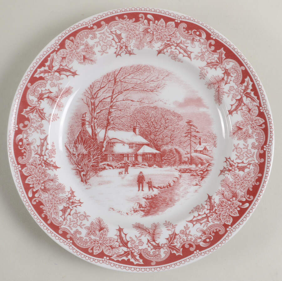 Winter's Eve-Red (Regimental Shape) Dinner Plate by Spode-1