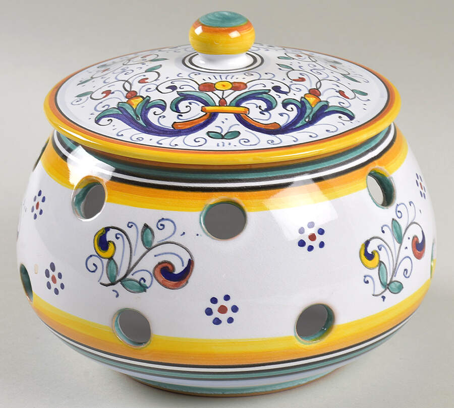 Ricco Deruta Pierced Potpourri Jar & Lid by Ceramiche Sberna-1