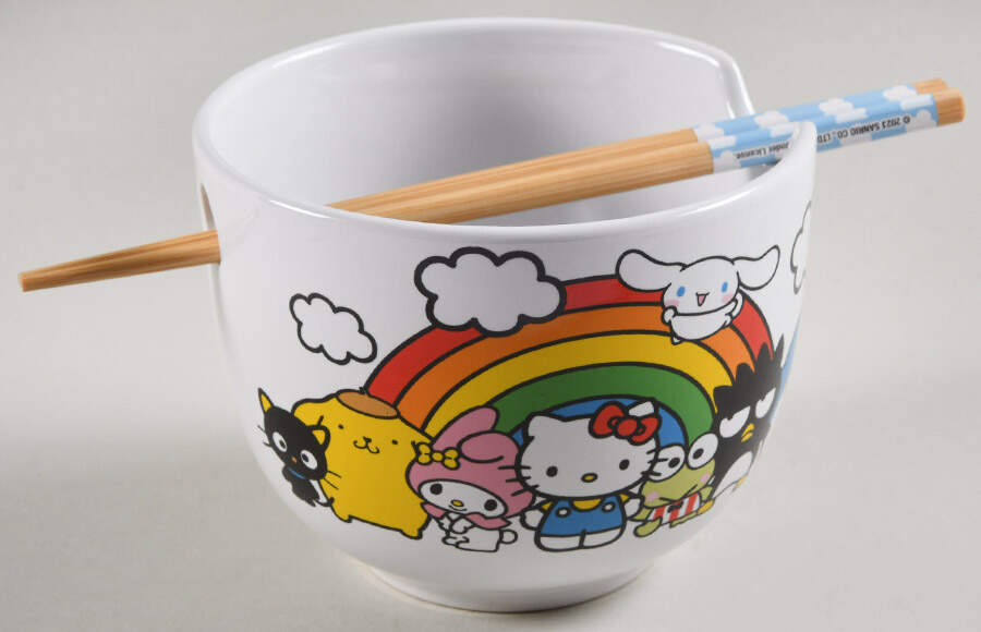 Hello Kitty (Miscellaneous) Noodle Bowl & Chopsticks Set by Silver Buffalo-1