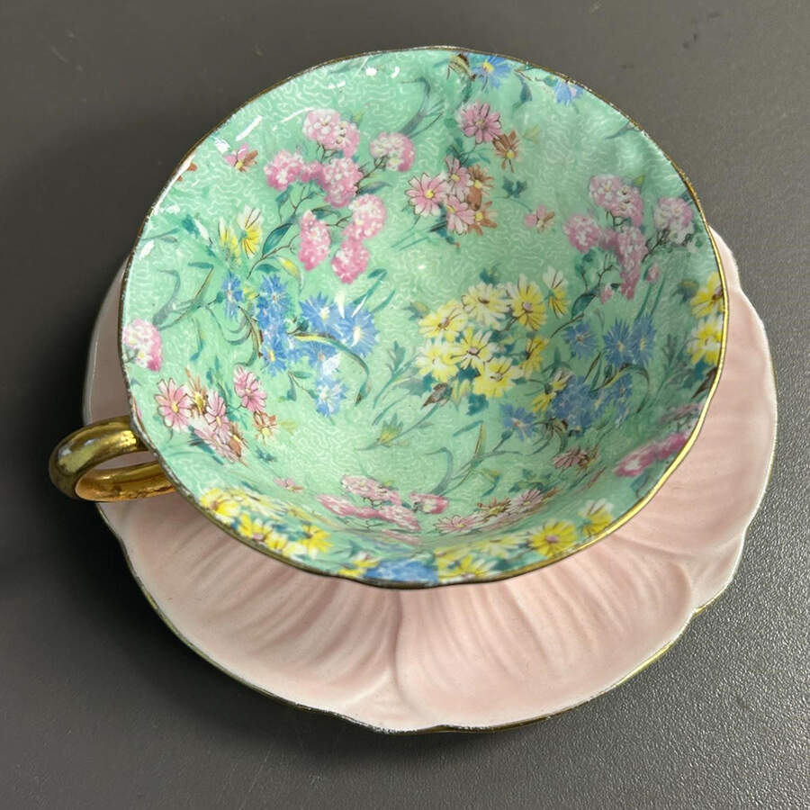 13412 Footed Cup & Saucer Set by Shelley-1