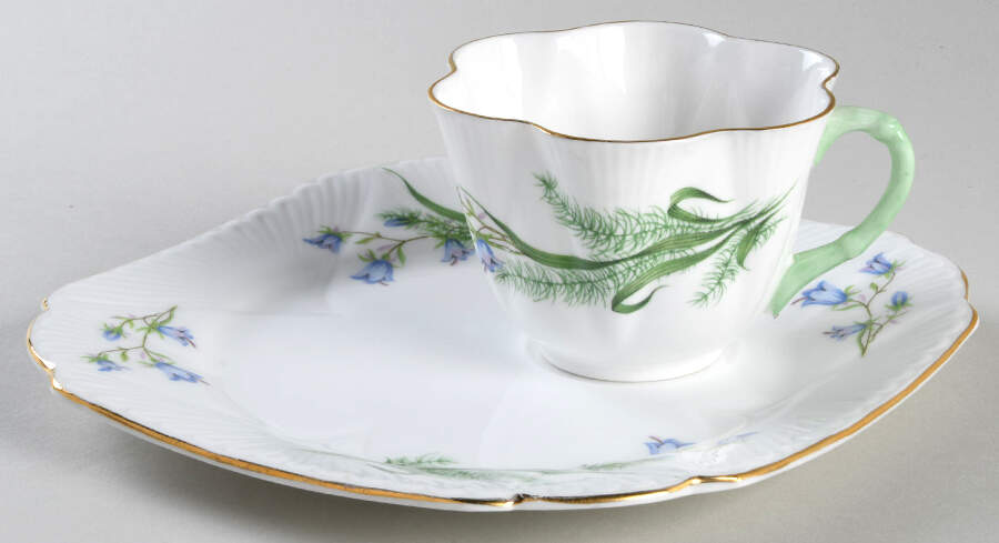 Harebell and Grass (Dainty Shape) Snack Plate & Cup Set by Shelley-1