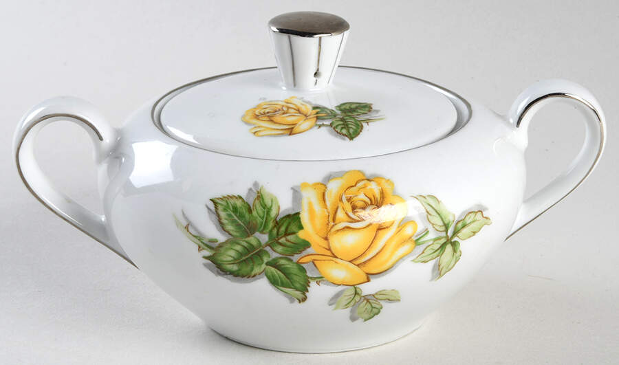 Margarett Platinum Trim Sugar Bowl & Lid by Seyei Toki Co-1