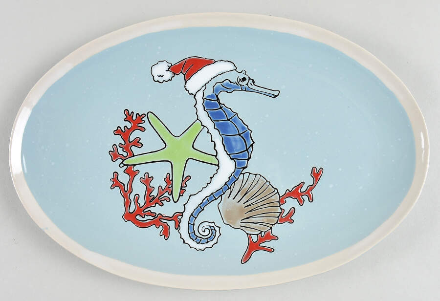 Tide of Festive Delights 13" Oval Serving Platter by Spectrum-1