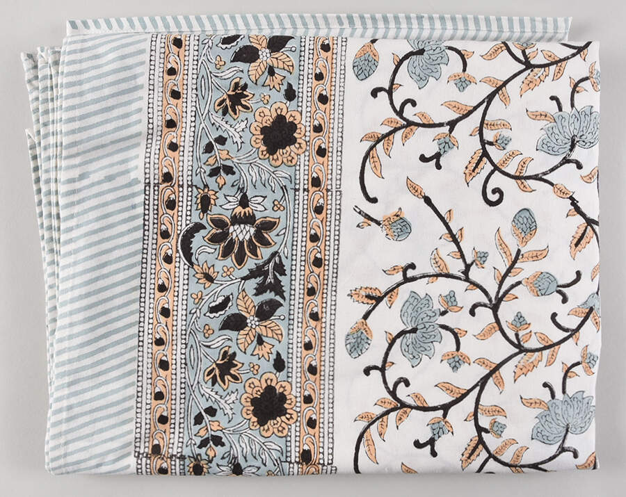 Table Linens & Accessories 60" x 90" Silver Floral Cloth Tablecloth by Sevya Handmade-1