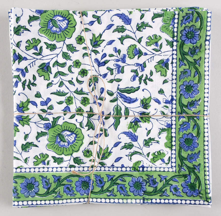 Table Linens & Accessories (4 Pack) 20" x 20" Jalpur Floral Cloth Napkin by Sevya Handmade-1