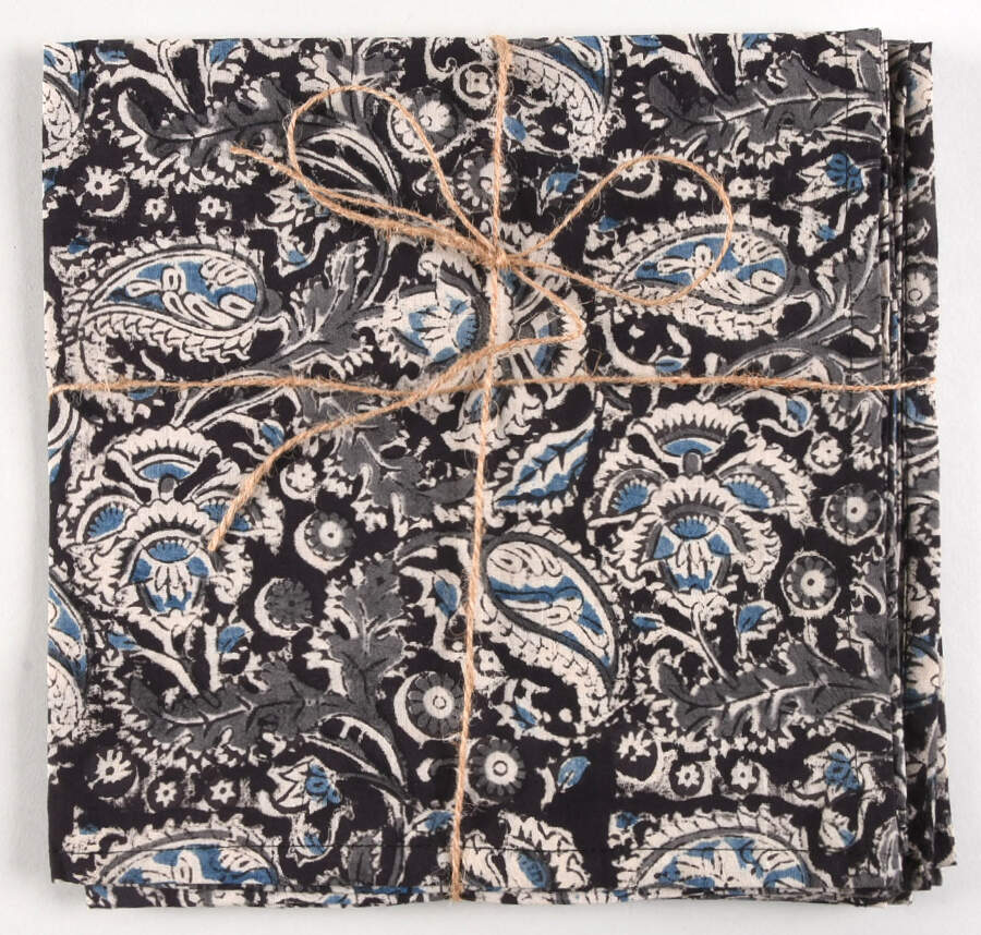 Table Linens & Accessories (4 Pack) 20" x 20" Paisley Kalamkari Cloth Napkin by Sevya Handmade-1