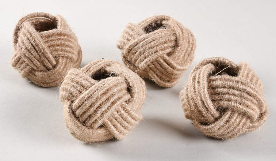 Table Linens & Accessories Braided Jule Natural Napkin Ring - Set of 4 by Saro Lifestyle-1