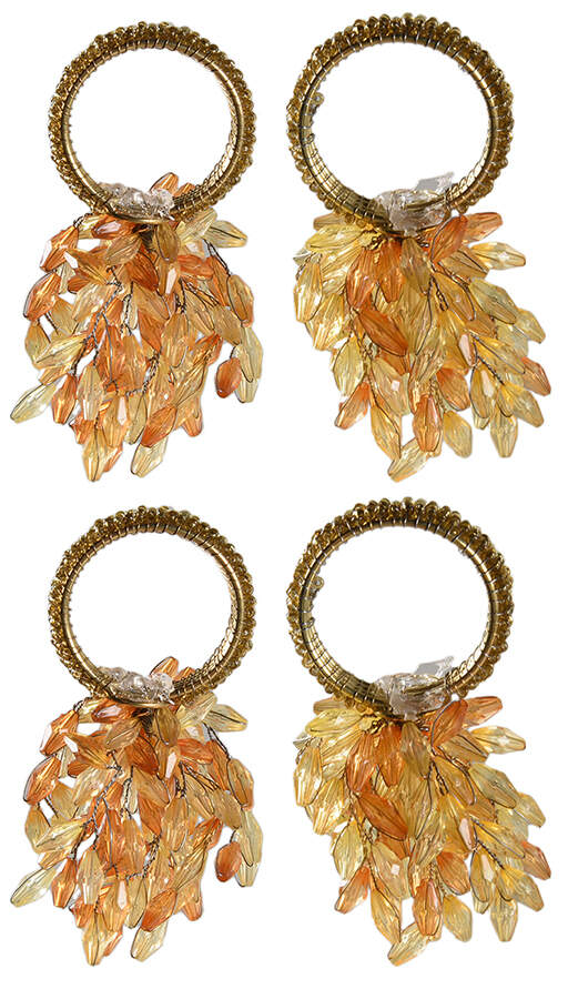 Table Linens & Accessories Beaded Flower Multi Napkin Ring - Set of 4 by Saro Lifestyle-1