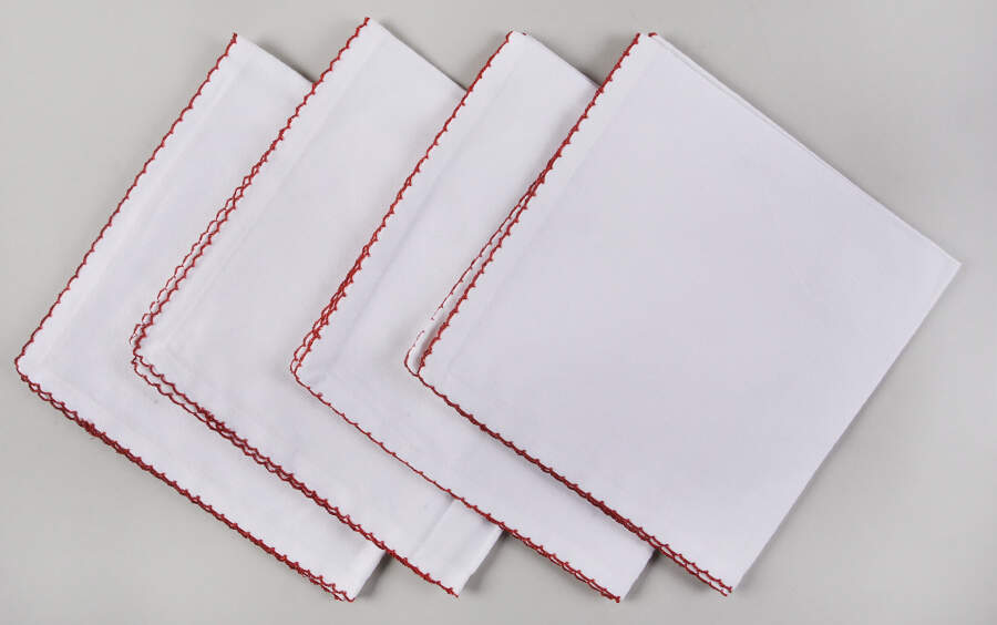 Table Linens & Accessories (4 Pack) 20" x 20" Whip Stitched Red Cloth Napkin by Saro Lifestyle-1