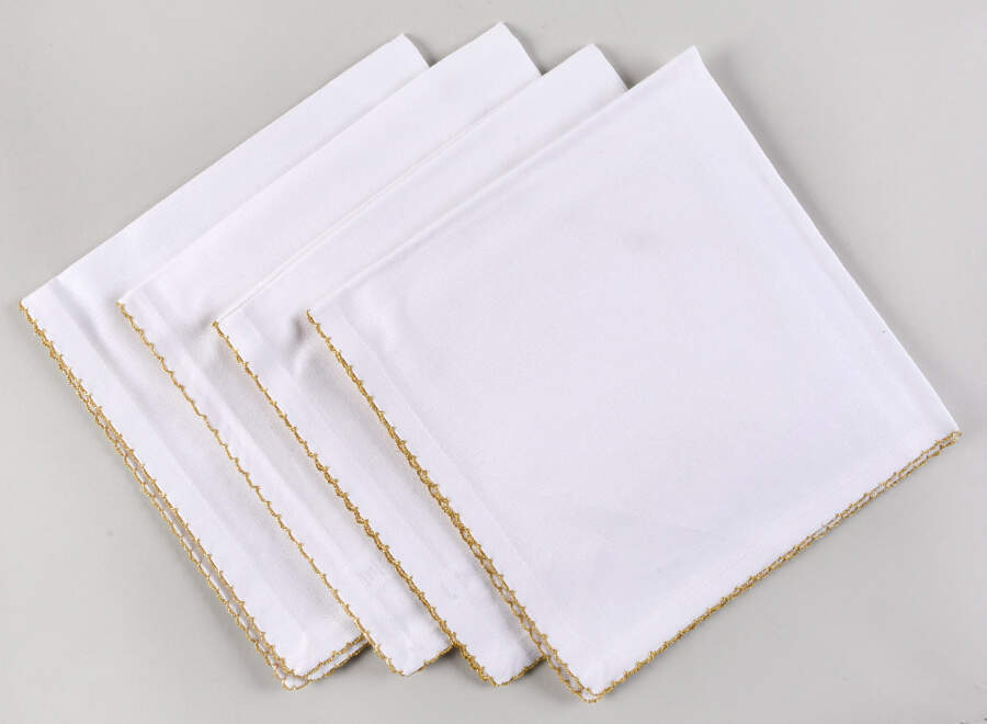 Table Linens & Accessories (4 Pack) 20" x 20" Whip Stitched Gold Cloth Napkin by Saro Lifestyle-1
