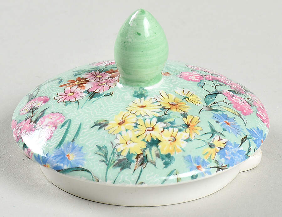 Melody (Smooth, Green Trim) Lid for Teapot by Shelley-1