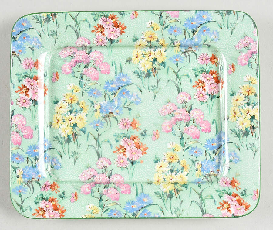 Melody (Smooth, Green Trim) Rectangular Butter No Lid by Shelley-1