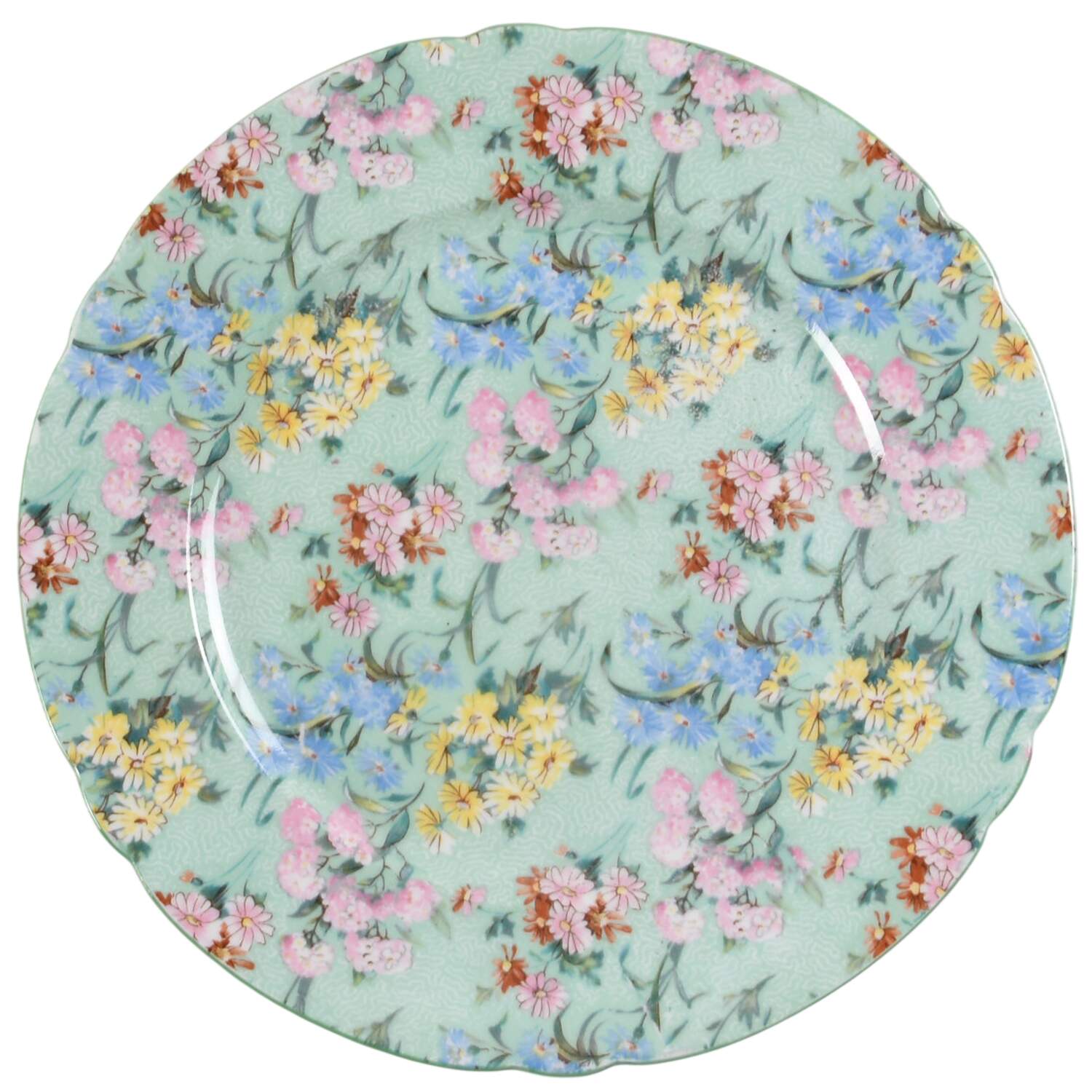 Melody (Smooth, Green Trim) Salad Plate by Shelley-1