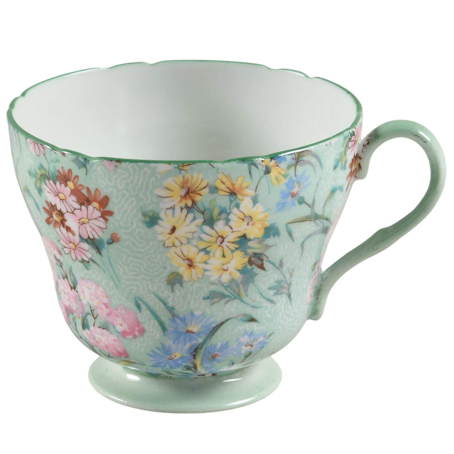 Melody (Smooth, Green Trim) Footed Cup by Shelley-1