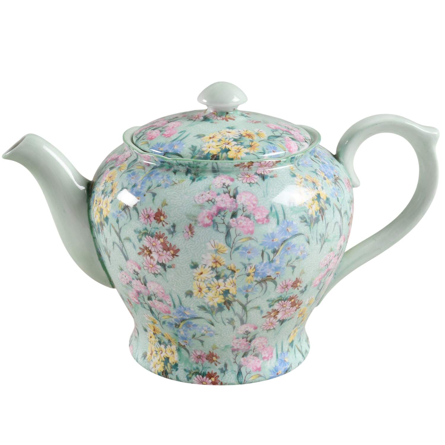 Melody (Smooth, Green Trim) Teapot & Lid by Shelley-1