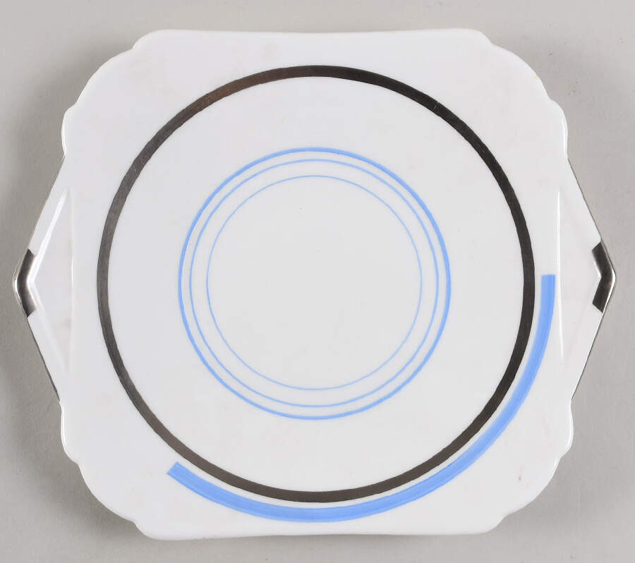 12133 Blue Handled Cake Plate by Shelley-1
