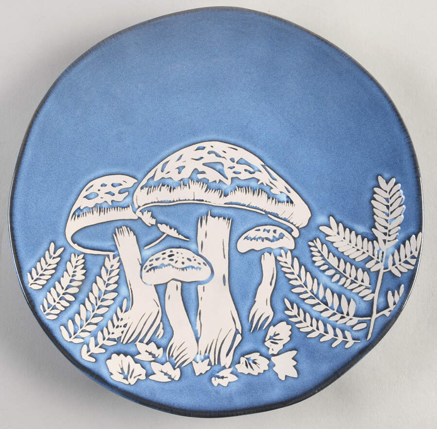 Bubble Blue Mushroom Dinner Plate by Spectrum-1