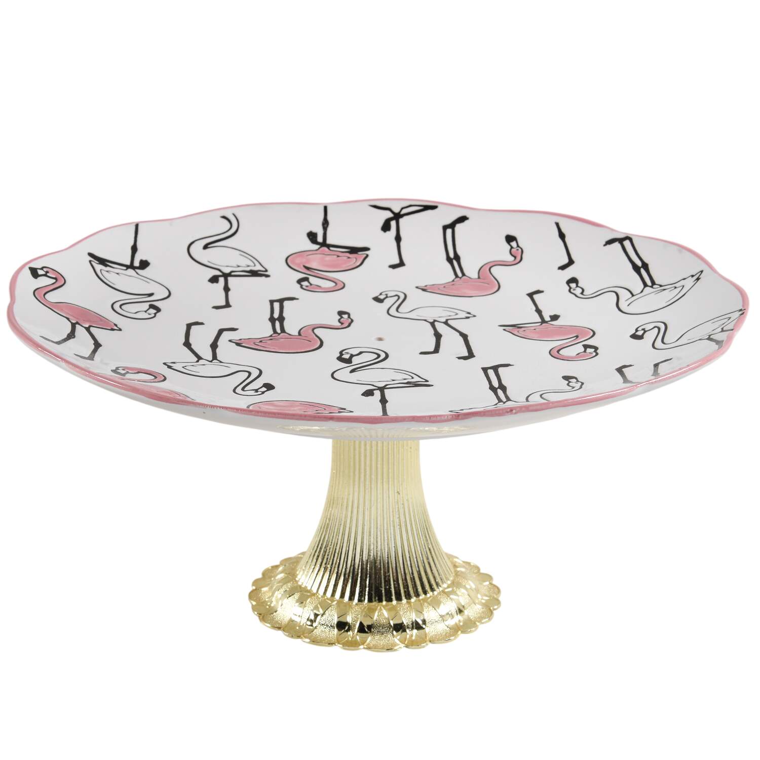 Freddy Flamingo Cake Stand with 4"-5" Metal Pedestal  Hc by Spectrum-1