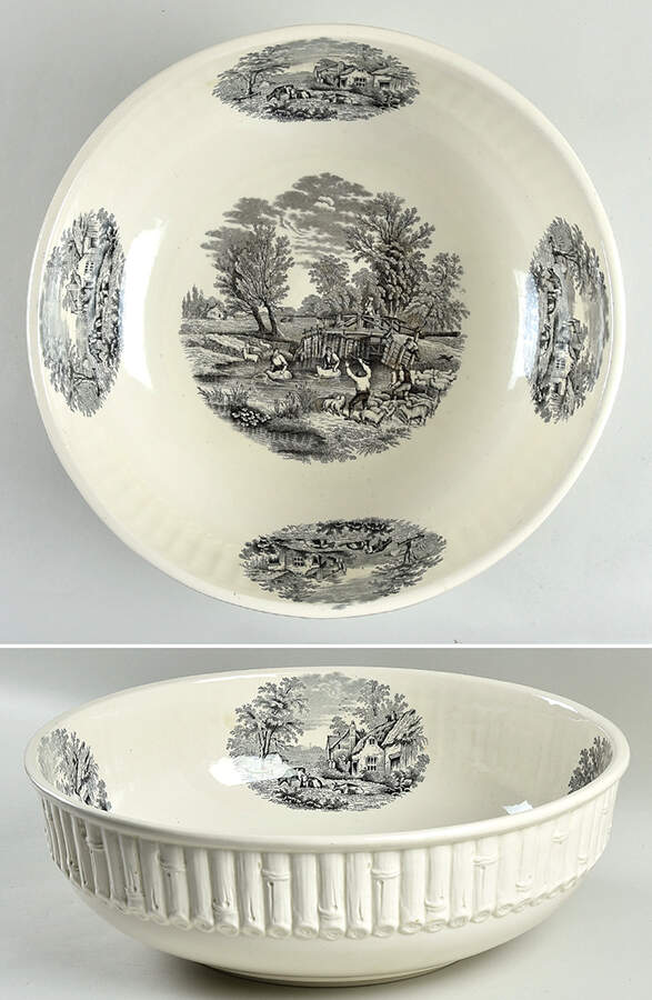 Rural Scenes-Black (Ashburne) Bowl for Large Pitcher & Bowl Set by Spode-1