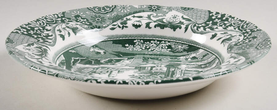 Heritage Green Italian Large Rim Soup Bowl by Spode-1
