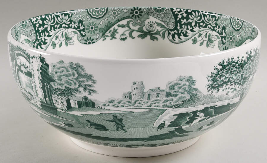 Heritage Green Italian 10" Large Salad Serving Bowl by Spode-1