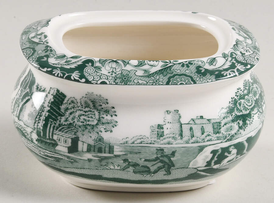 Heritage Green Italian Sugar Bowl No Lid by Spode-1