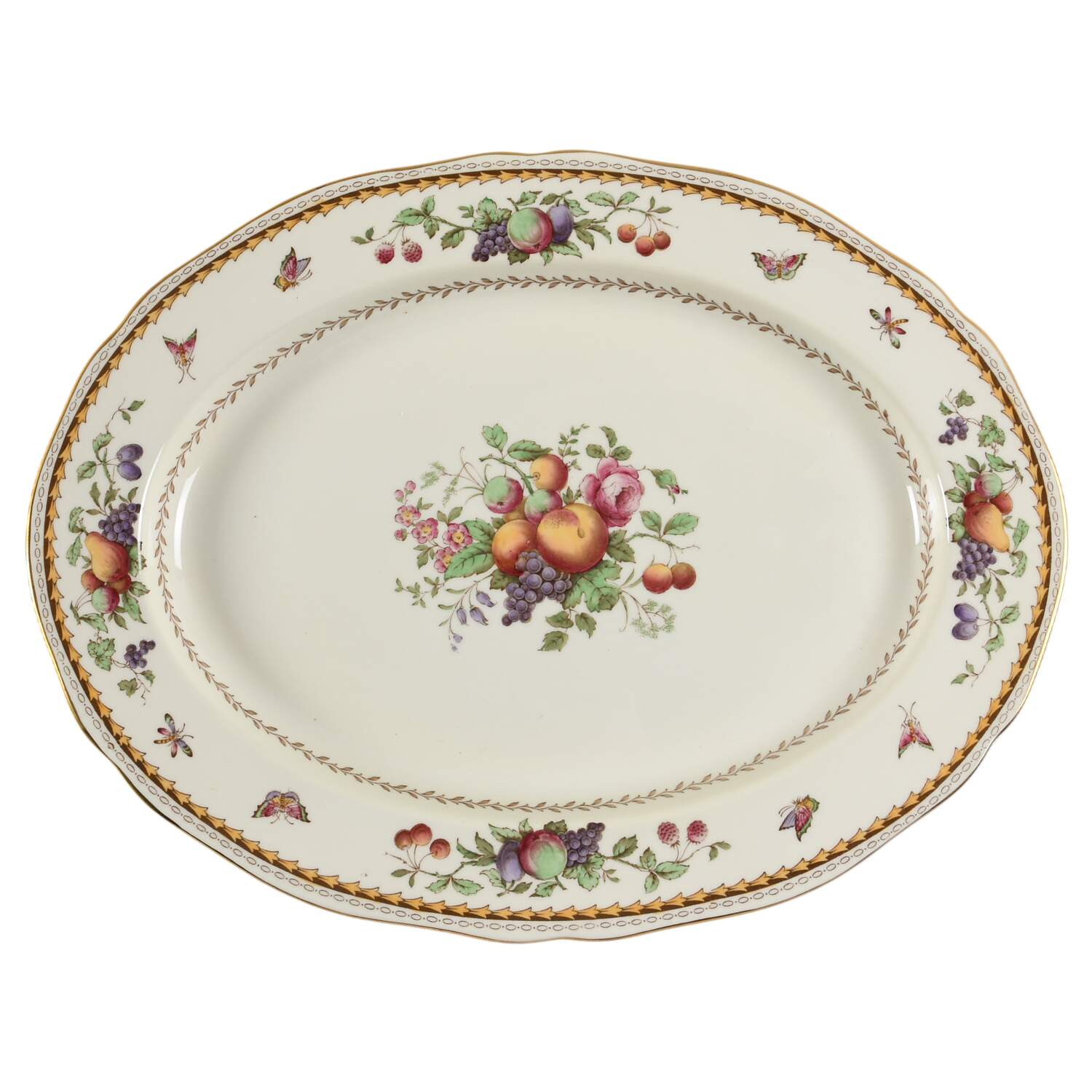 Rockingham (White Or Cream Body, Gold) 14" Oval Serving Platter by Spode-1
