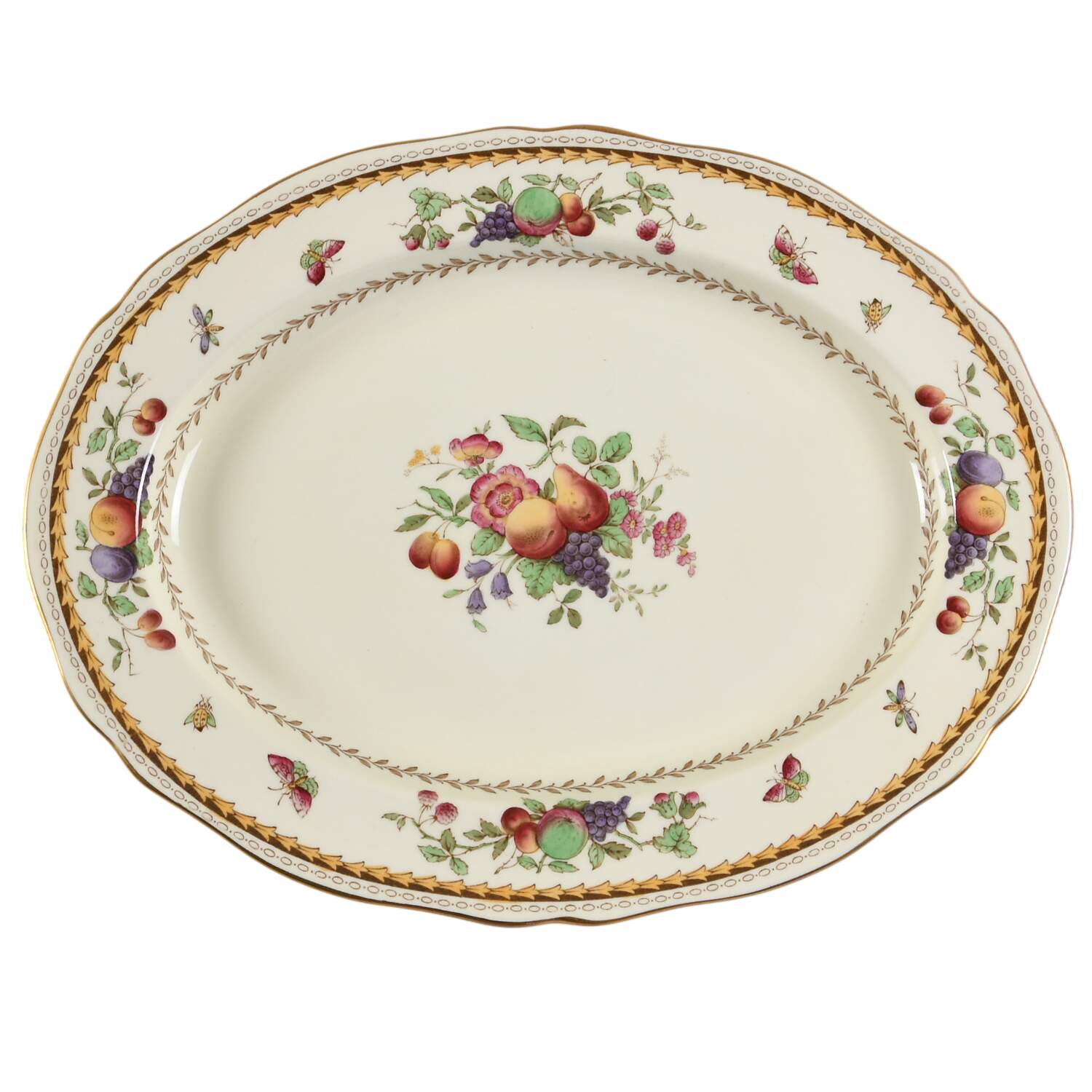 Rockingham (White Or Cream Body, Gold) 12" Oval Serving Platter by Spode-1