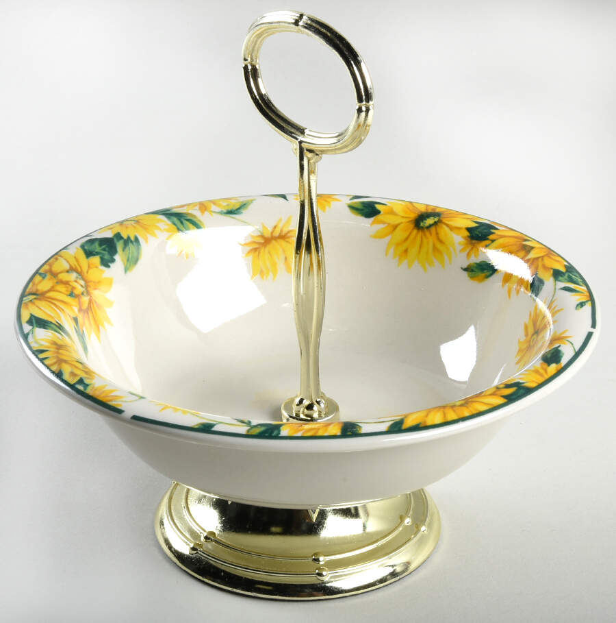Sunflower 6"-7" Handled Footed Nut Dish HC by Thomson-1