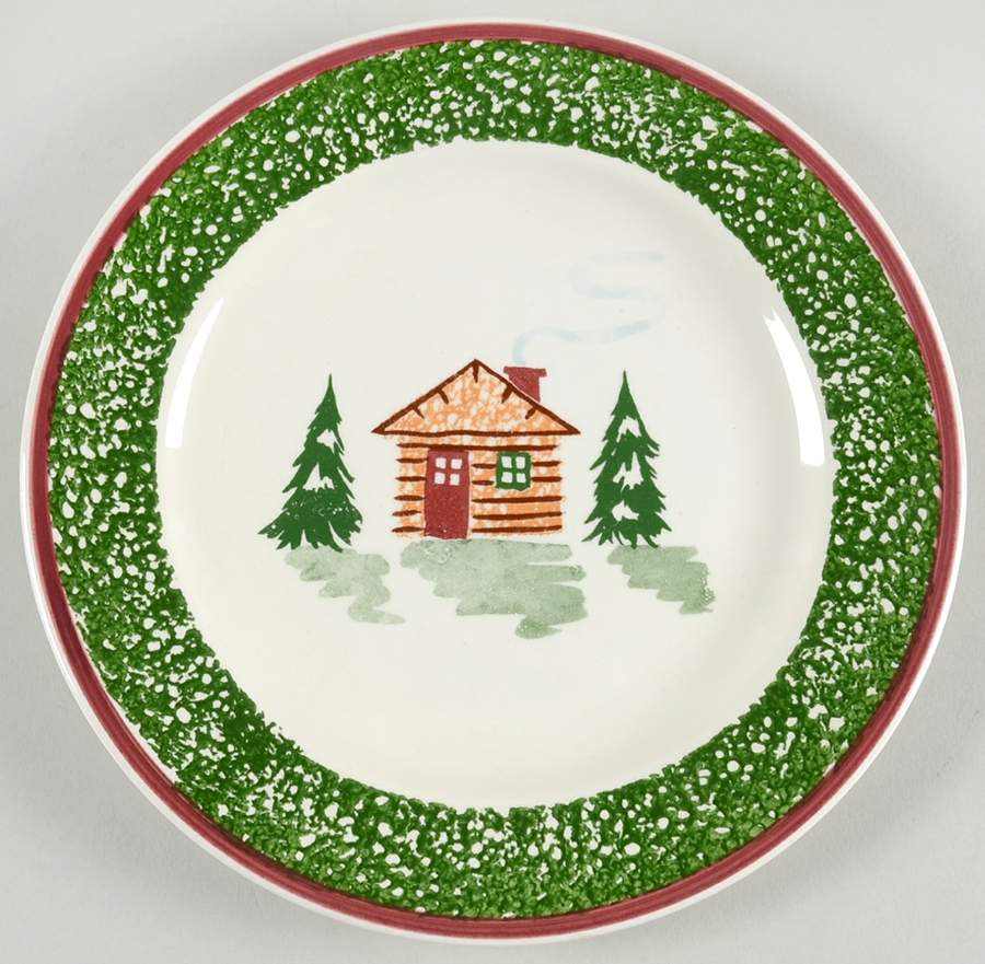 Cabin Christmas Salad Plate by Tre Ci-1