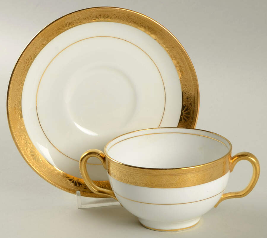 H1032 Footed Bouillon Cup & Saucer by Tiffany-1