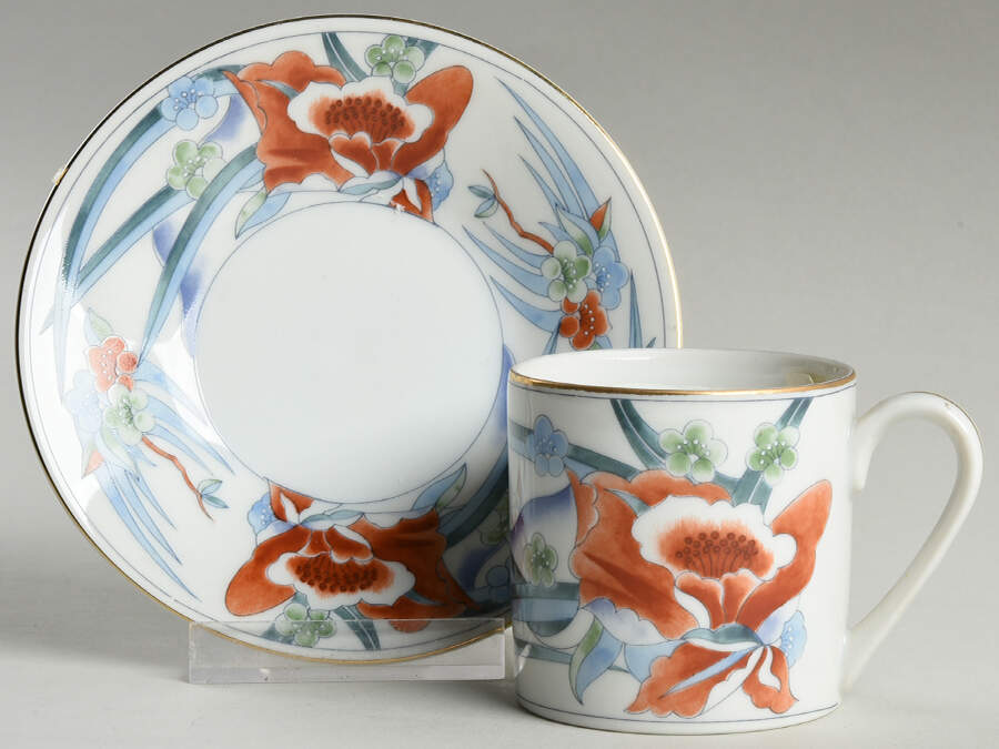 Flora Flat Demitasse Cup & Saucer Set by Takahashi-1