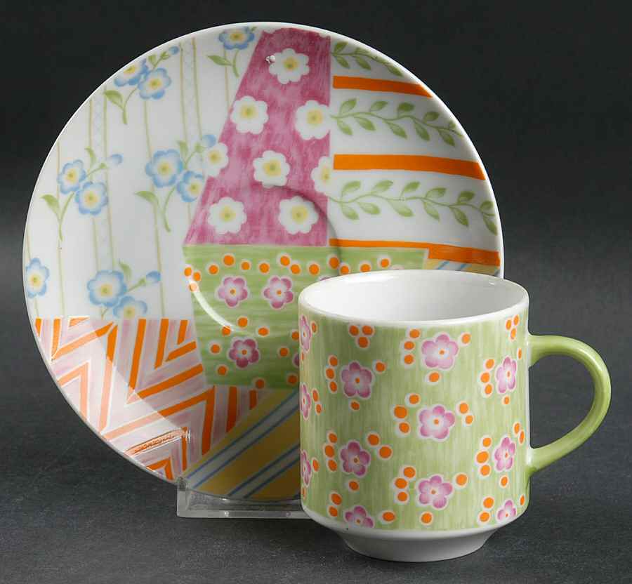 Patchwork Flat Cup & Saucer Set by Taste Setter-1