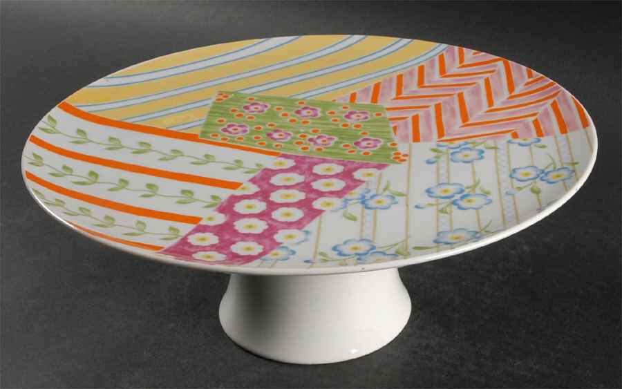 Patchwork 11" Diameter Pedestal Cake Stand by Taste Setter-1