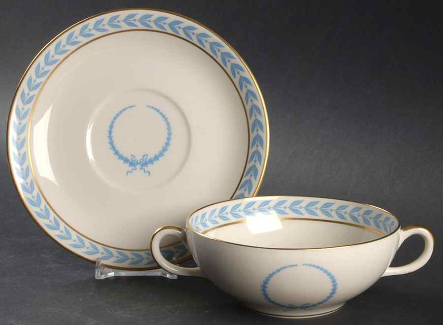 Laurel Flat Cream Soup Bowl & Saucer Set by Tatler of Trenton-1
