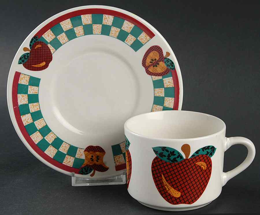 A Is For Apple Flat Cup & Saucer Set by Tabletops Unlimited-1