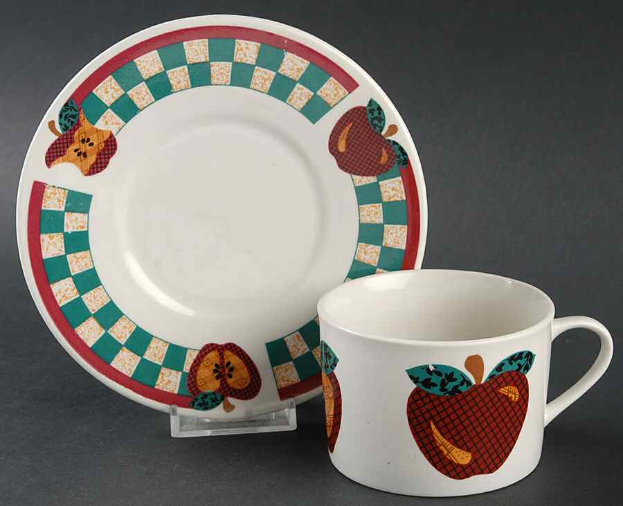 A Is For Apple Flat Cup & Saucer Set by Tabletops Unlimited-1