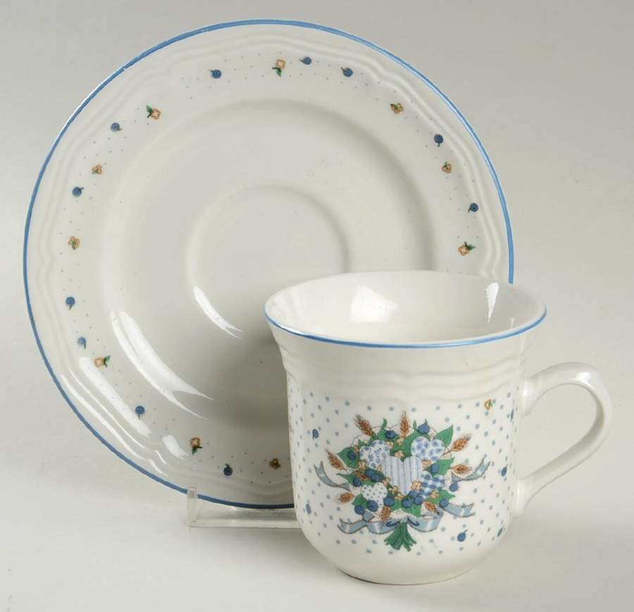 Blueberry Hearts Flat Cup & Saucer Set by Tabletops Unlimited-1