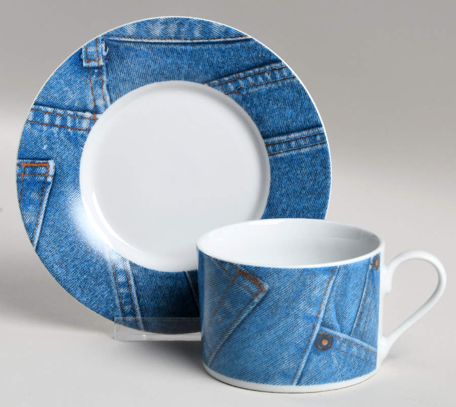 Denim Flat Cup & Saucer Set by Tabletops Unlimited-1